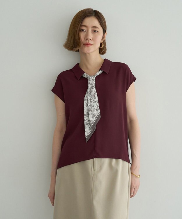 YECCA VECCA 2wayスカーフ付きブラウス Burgundy