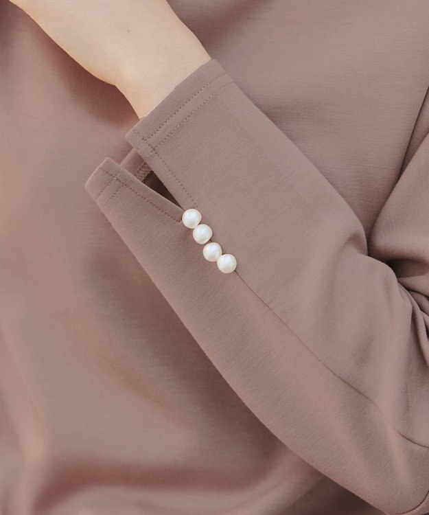 Tiaclasse 【洗える】袖パールドルマントップス ピンクモカ