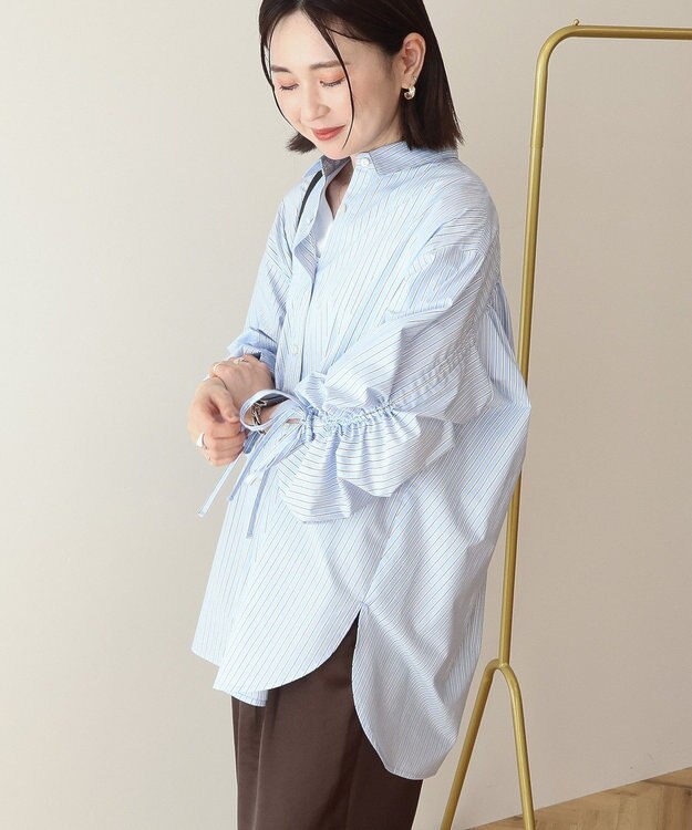 AMERICAN HOLIC 【イージーケア】バックギャザーリボンシャツ Sax