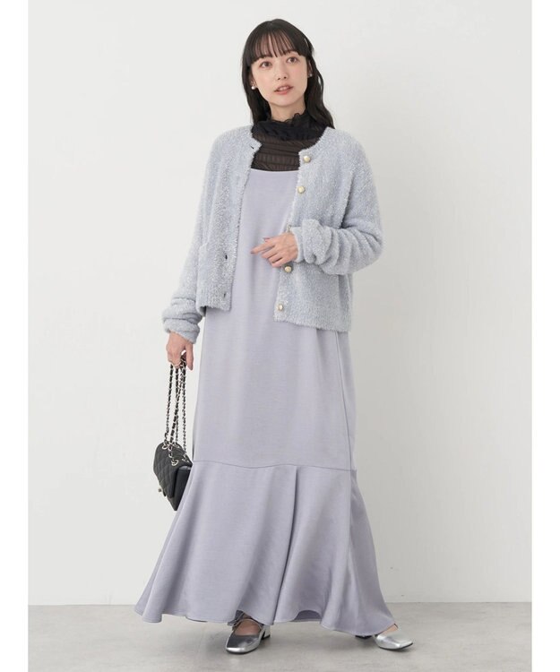 earth music&ecology サテンキャミワンピース Gray