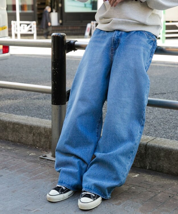 WEGO 【ユニセックス着用ITEM/】スーパーバギージーンズ デニム淡加工色