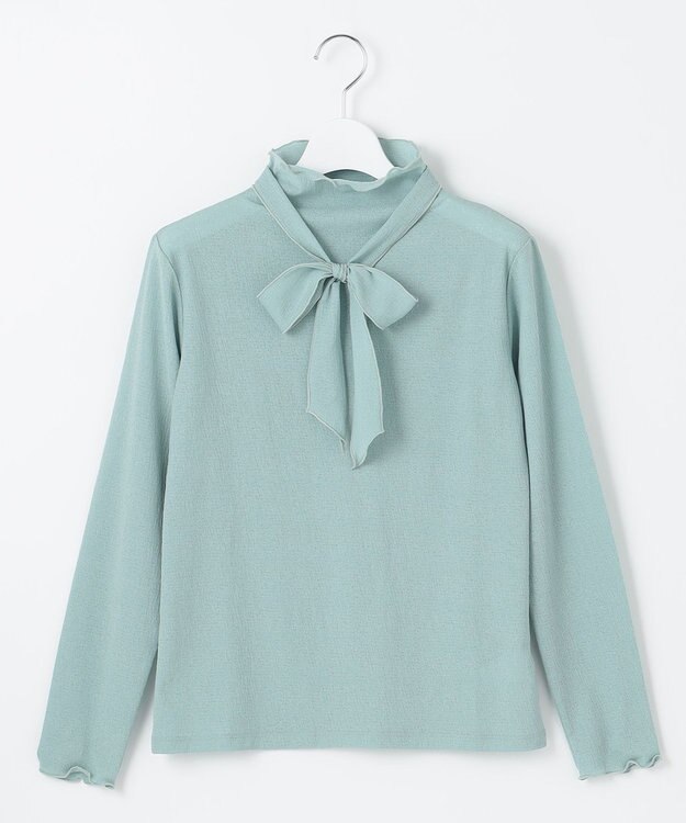 Feroux 【2WAY・洗える】リボンタイシアータートル カットソー ライトグリーン系