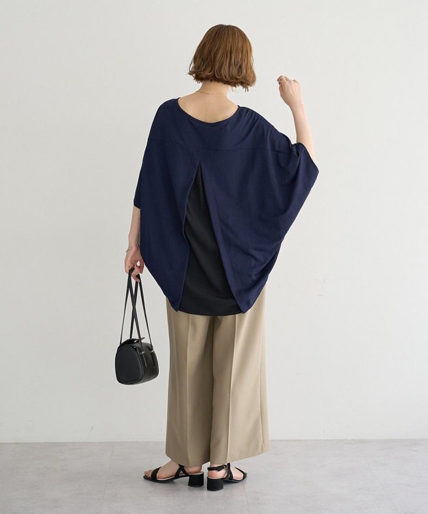YECCA VECCA 異素材切替バックデザインプルオーバー Navy