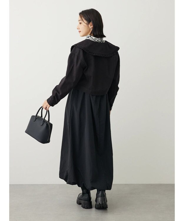 Green Parks ・Ｄｏｕｂｌｅ　Ｆｌａｇｓ　フリルカラージャケット Black