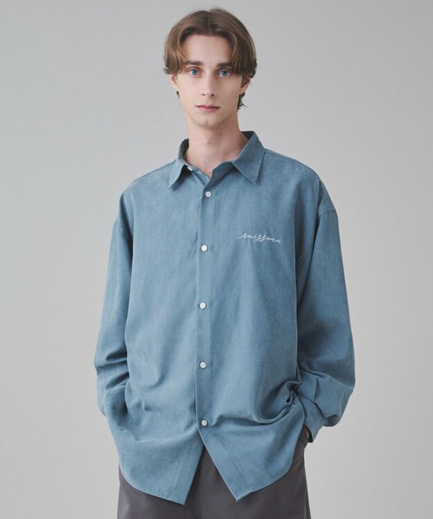 WEGO 【ユニセックス着用ITEM】フィブリルワンポイントBIGシャツ（長袖） サックス