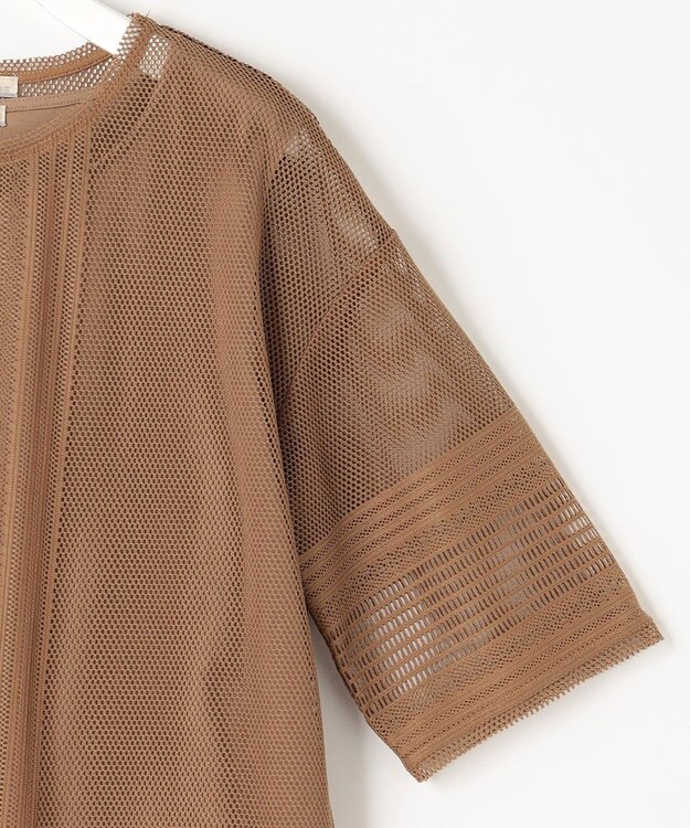 自由区 【洗える・XSサイズあり】レースEDGE Tシャツ＆インナータンクトップセット トップス キャメル系