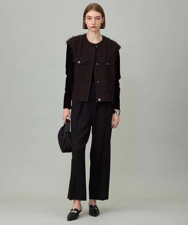 ICB フェザーツイード ベスト ブラウン×ブラック系