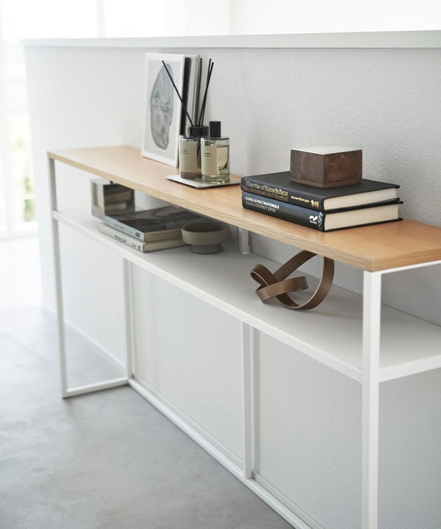 tower ソファー裏コンソールテーブル タワー 棚付き ホワイト ホワイト