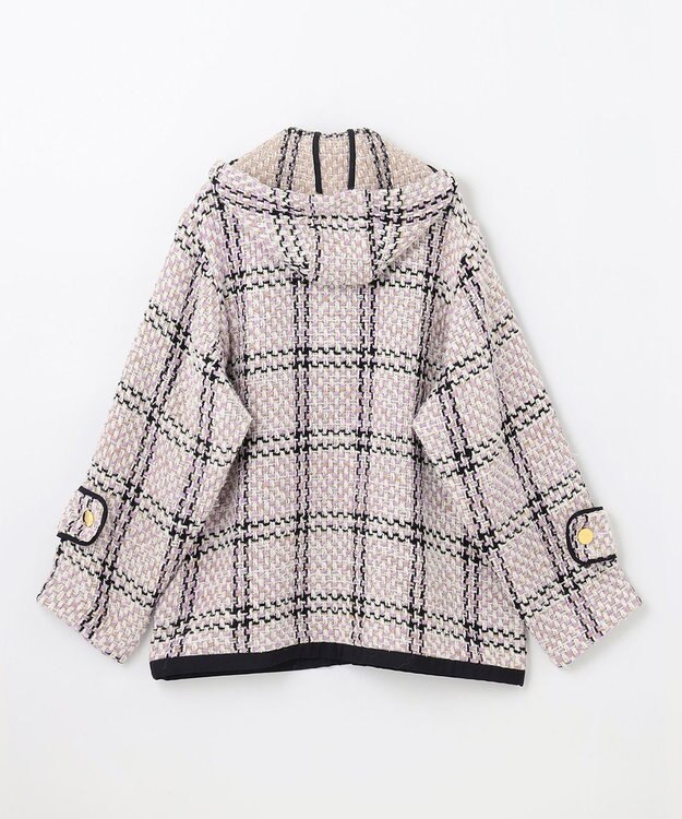 GRACE CONTINENTAL ツイードフーディーコート ラベンダー