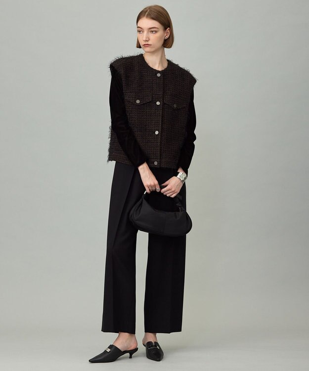 ICB フェザーツイード ベスト ブラウン×ブラック系