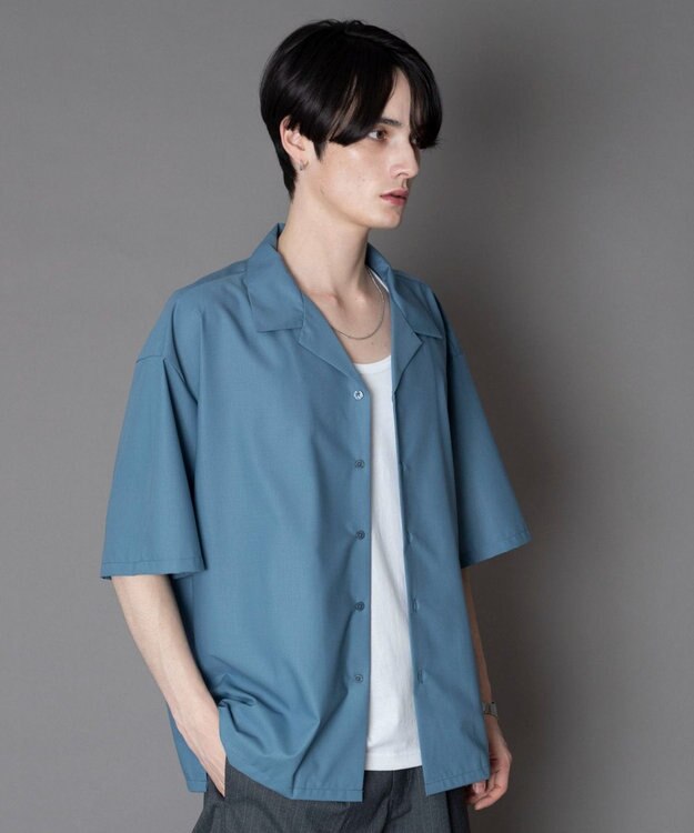 WEGO 【ユニセックス着用ITEM/SMLサイズ展開】 TRオープンカラーシャツ（SS） サックス
