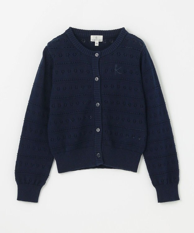 組曲 KIDS 【110-140㎝】フラワーアイレット カーディガン ネイビー系