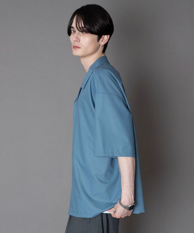 WEGO 【ユニセックス着用ITEM/SMLサイズ展開】 TRオープンカラーシャツ（SS） サックス