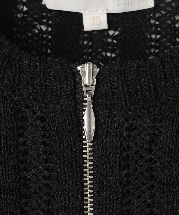 自由区 L ストライプパターンジップ ニット ブラック