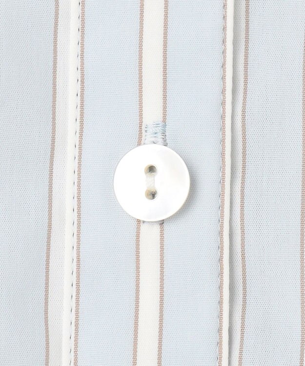 自由区 S 【スタイリストコラボ・洗える】SOMELOSバンドカラー シャツ サックスストライプ