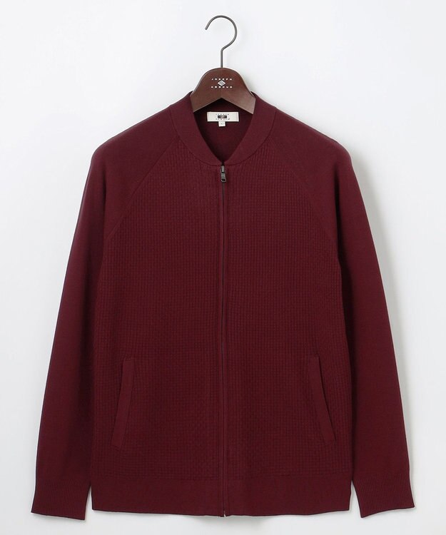JOSEPH ABBOUD 【チクチクしない/洗える/3シーズン対応】ＳＮＯＷＹボーダー ニットブルゾン ワイン系