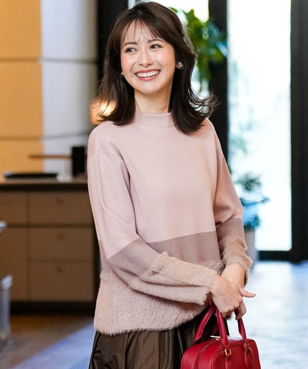 ANY SIS フェザーブロッキング ニット モカ