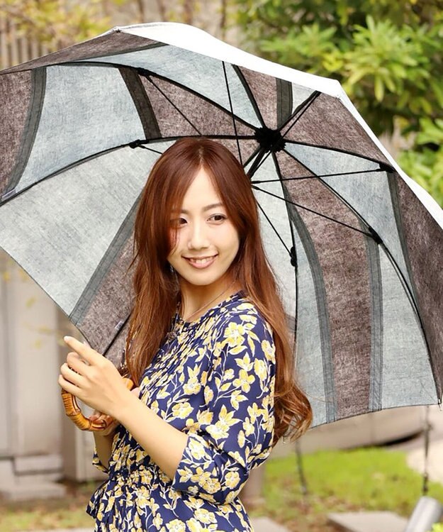 +RING 【UVカット90%以上】【限定/日本製】UNISEX プラスリング 長傘60cm BLU denim-like pattern SR344 青