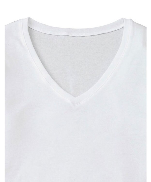 WACOAL MEN 綿混インナー Vネック ８分袖 しっかりあたたかい 保温性 肌側起毛 ストレッチ素材 逆三シルエット設計 メンズ GL5021 /ブロス ホワイト