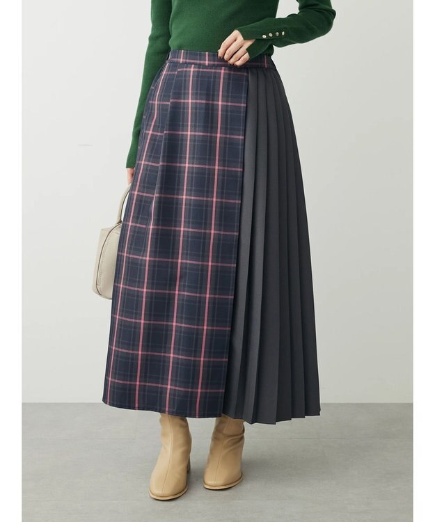 Green Parks アシメサイドプリーツスカート Black