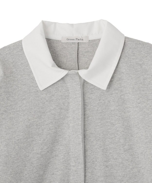 Green Parks ラガーシャツワンピース Gray Mixture