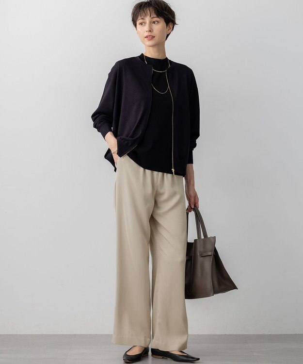 23区 【洗える】オータムシャイニー ニット ブルゾン ブラック系