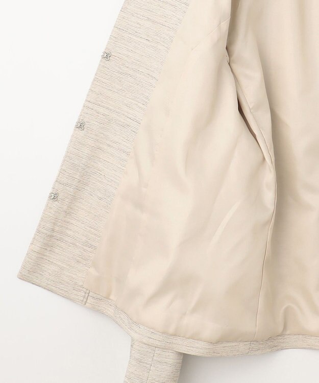 J.PRESS LADIES ライトツイードストレッチ ノーカラー ジャケット ベージュ系1