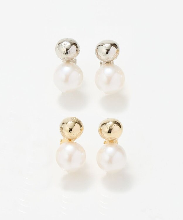 Phoebe ツインパールメタルイヤリング　シルバー シルバー