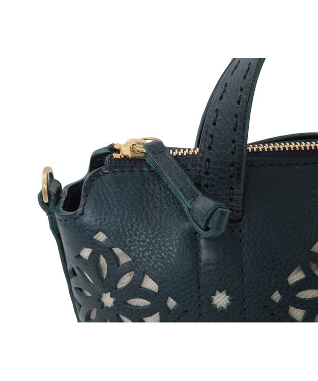 genten アーガイルカットワーク 2wayバッグ ネイビーブルー