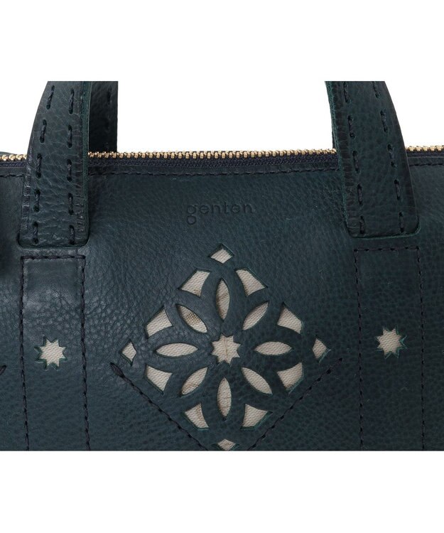 genten アーガイルカットワーク 2wayバッグ ネイビーブルー