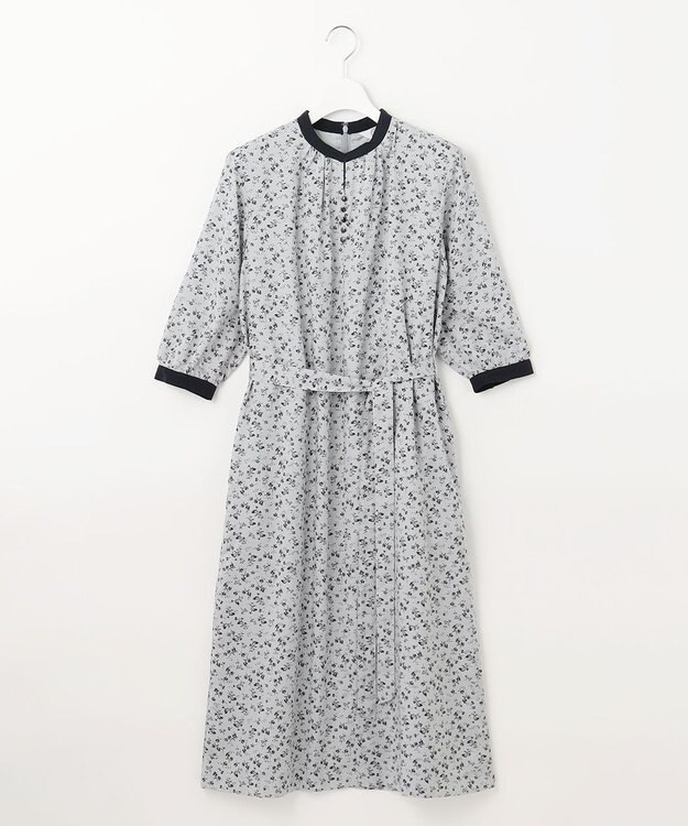 J.PRESS LADIES S 【洗える】 スパンローンフラワー バンドカラー ワンピース サックスブルー系5