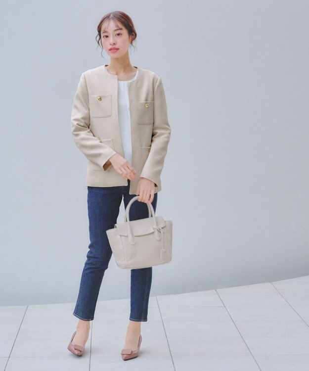 Tiaclasse 【洗える】ワッフルピケジャケット ベージュ