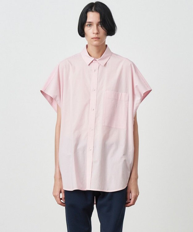 ATON MICRO SHRINK LAWN | オーバーサイズシャツ PINK