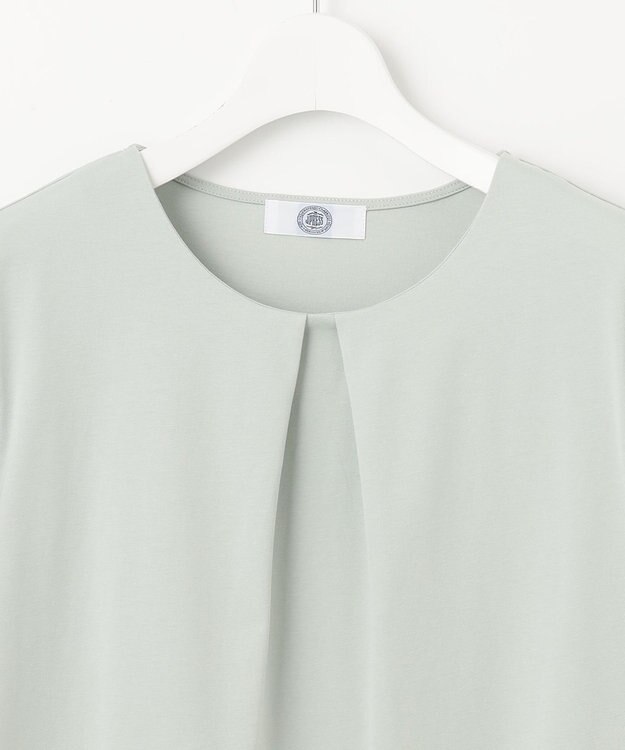J.PRESS LADIES 【洗える】プレーティングジャージー フロントタック カットソー ミント系