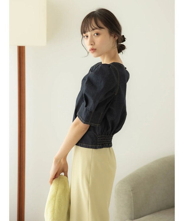 earth music&ecology パワショルスクエアネックプルオーバー Dark Indigo