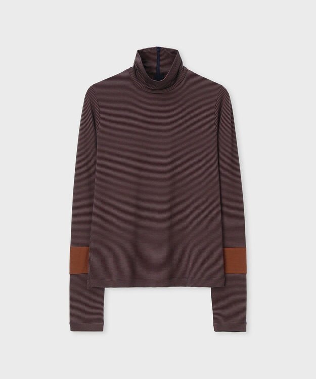 Paul Smith カラースリーブ ハイネック ボーダー カットソー コーラル
