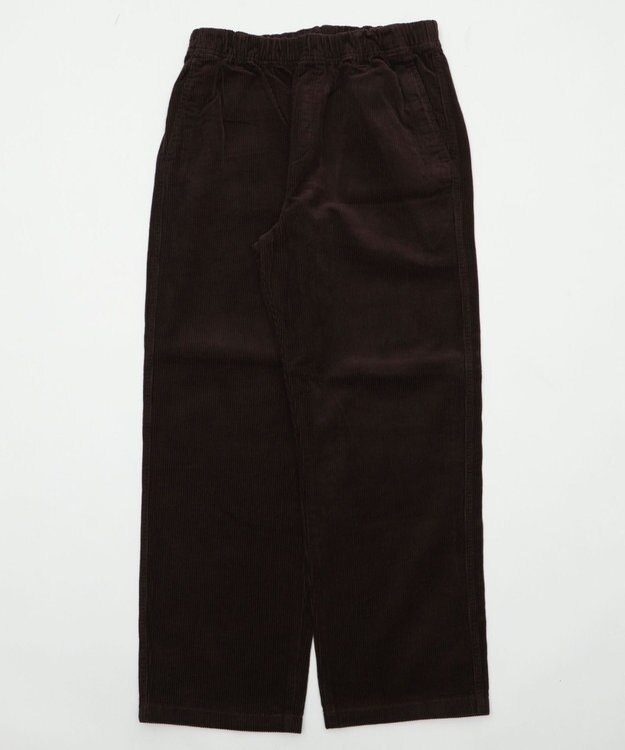 WEGO 【ユニセックス着用ITEM/ウエストゴム/SMLサイズ展開】コーデュロイイージーストレートパンツ ダークブラウン