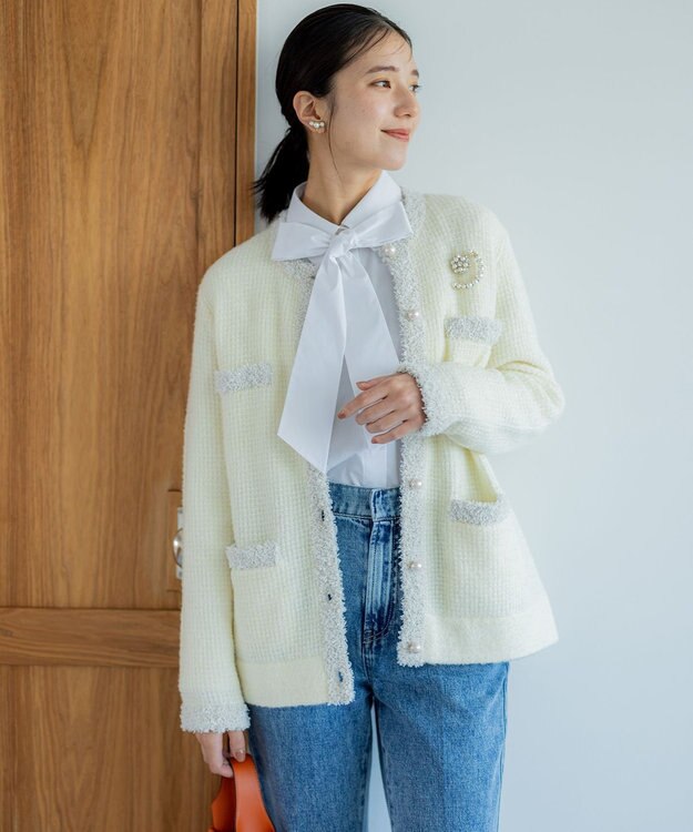 組曲 【ボウタイ付き】メッセージシャーティング シャツ アイボリー系