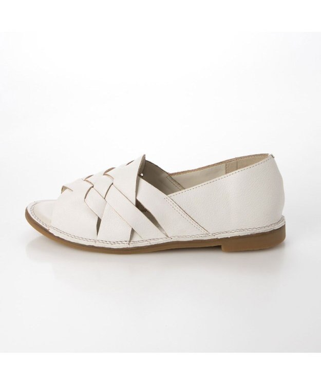 ing <ing>【サスティナブルシリーズ】編み込みデザインオープントゥシューズ ホワイト