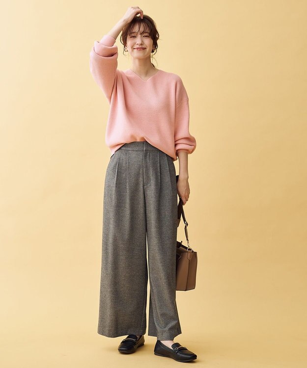 ANY 【8色展開】Vネックデイリーニット ピンク