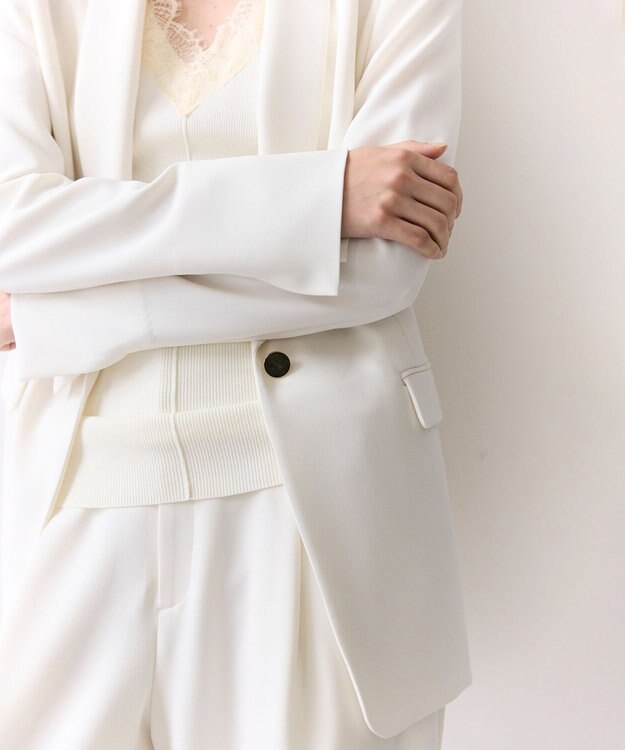 BEIGE， GYPSUM / シルキータッチ ショールカラージャケット Ecru