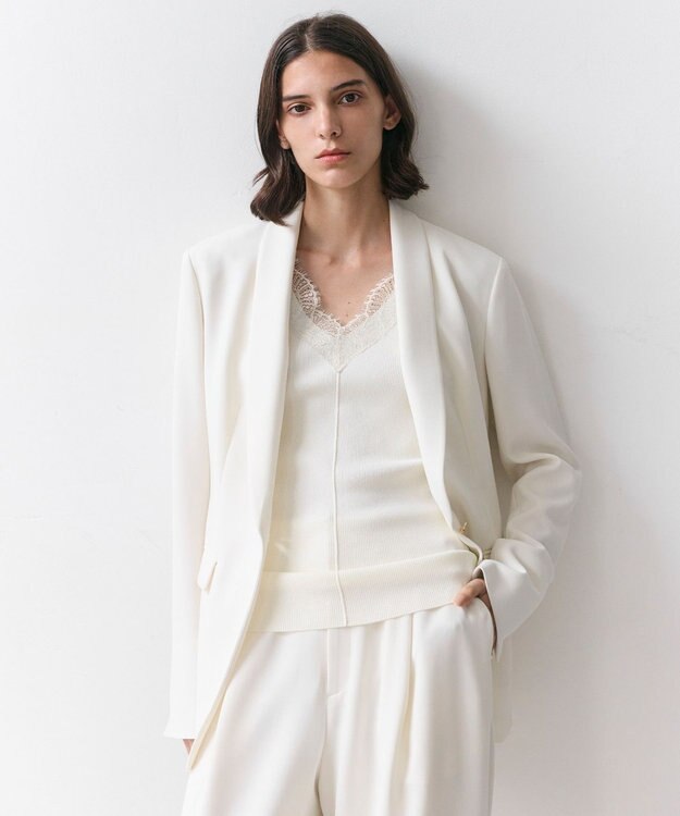 BEIGE， GYPSUM / シルキータッチ ショールカラージャケット Ecru