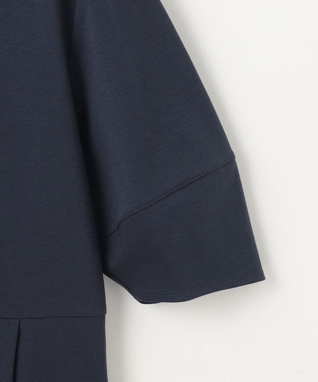 自由区 【接触冷感・UVカット・吸水速乾・抗菌防臭・洗える】ハイツイストポンチペプラム カットソー ネイビー