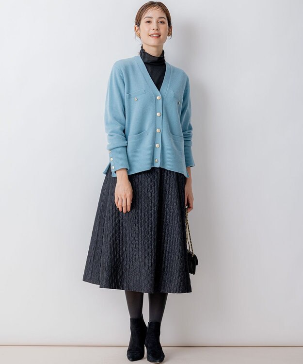 組曲 【WEB限定】ウールカシミヤミックス カーディガン パウダーブルー