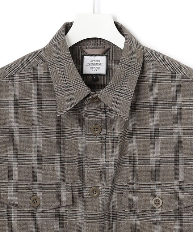 J.PRESS YORK STREET 【UNISEX】チェックストレッチCPOジャケット ブラウン系3