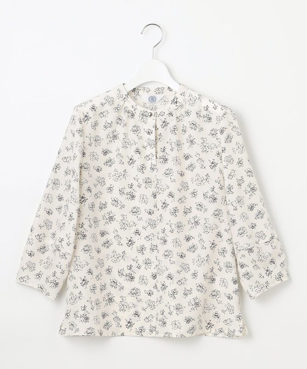 J.PRESS LADIES S 【洗える】ラインフラワープリント ブラウス アイボリー系