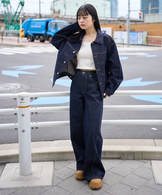 WEGO 【ユニセックス着用ITEM】カバーフィットフラップデニムパンツ デニムインディゴ