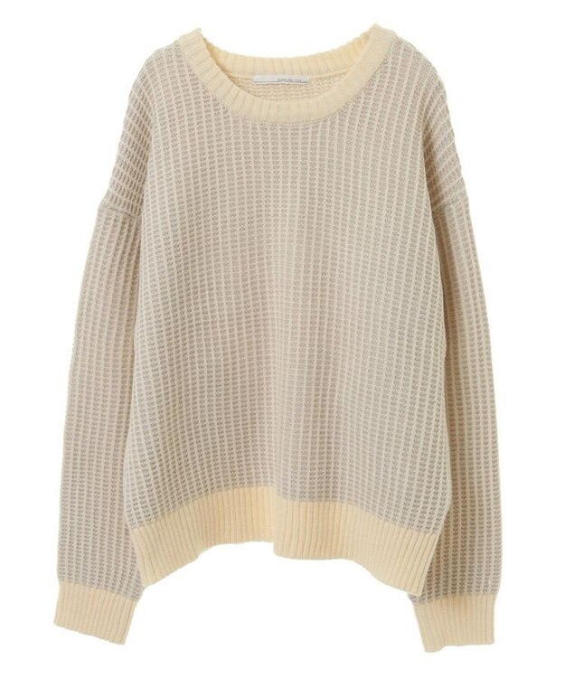 Green Parks ・ＥＬＥＮＣＡＲＥ　ＤＵＥ　タック編バイカラーニット Off White