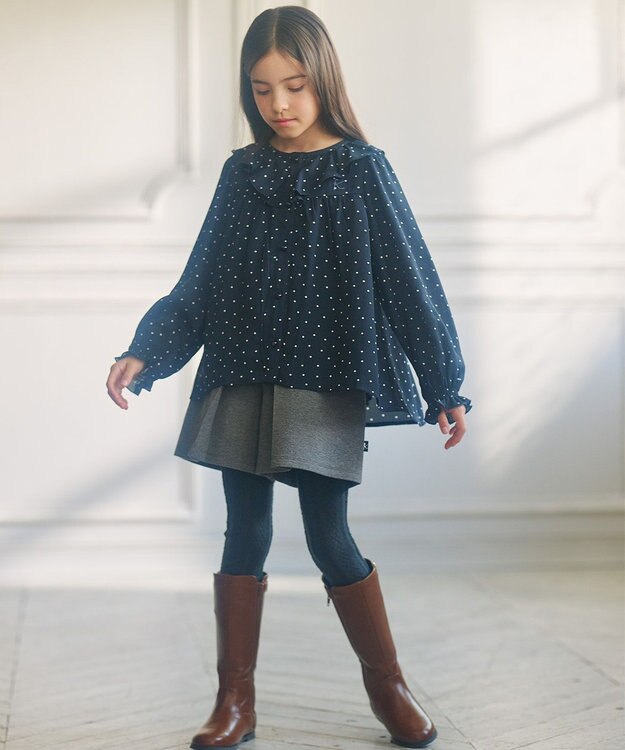 組曲 KIDS 【150-160cm】ラッフルドット ブラウス ネイビー系5