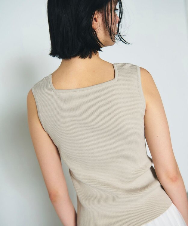 GRACE CONTINENTAL スクエアリブニットトップ グレー